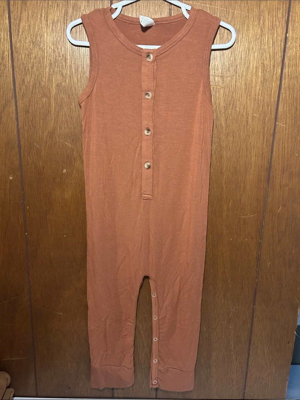 kate quinn | Rust Sleeveless Henley Jumpsuit